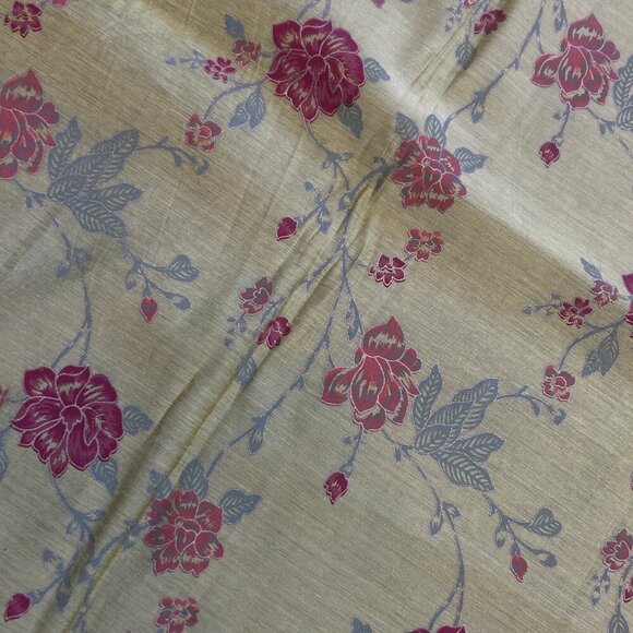 Melange Ethnic Indian Block Print Gold Floral Semi Sheer Tablecloth 95" X 42" - Picture 5 of 7